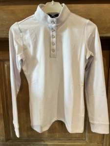 Polo de concours manches longues junior blanc EMILIA KIDS HKM